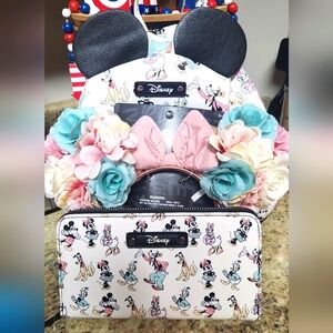 NWT ALDI x Disney Character Backpack, Wristlet, & Floral Ears